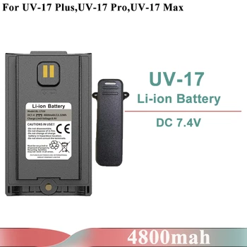 Литий-ионный Аккумулятор Baofeng UV-17 Pro Постоянного тока 7,4 В 13,32 Втч Оригинальная Аккумуляторная Батарея BL-17UV Bateria Pack с Заменой Зажима для ремня