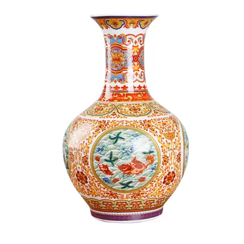 Керамическая ваза с водяными водорослями из эмали цзиндэчжэнь, древний фарфор династий Мин и Цин
