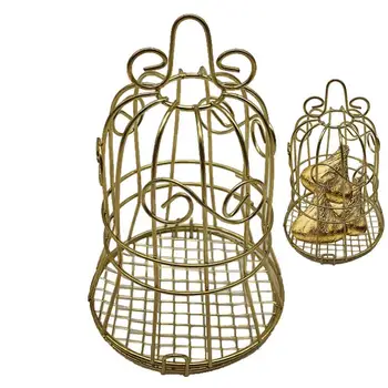 Золотая кованая Птичья клетка в форме железной клетки Поделки Свадебная Коробка конфет Подарочная коробка Шкатулка для ювелирных изделий
