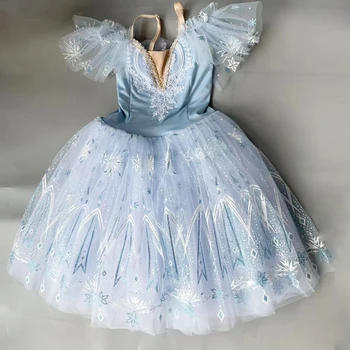 Королевское синее платье балерины, балетная юбка для девочек, длинное танцевальное платье для детей, женские костюмы для выступлений, Слинг для танца живота для девочек