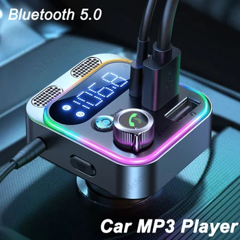 Bluetooth 5,0 FM-Передатчик Автомобильный Модулятор Плеер Громкой Связи Автомобильный Комплект Bluetooth Адаптер 48 Вт PD QC3.0 Автомобильное Зарядное Устройство для iPhone Huawei