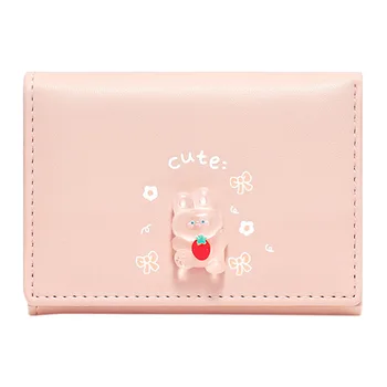 Производитель женских модных кошельков Cartoon Rabbit Printingshort Cartoon Fruit Button Cute Mini Clip Girl Wallet Сумка-портмоне