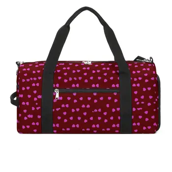Спортивная сумка Pink Hearts Pirnt, тренировочные спортивные сумки Happy Valentine, пара больших ретро-сумок для фитнеса, портативные сумки на заказ