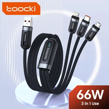 Toocki3 в 1 Кабель USB Type C 6A для iPhone 14 13 12 Pro Провод Зарядного устройства 66 Вт USB-C Micro Data Cord Для Huawei Samsung Xiaomi Poco