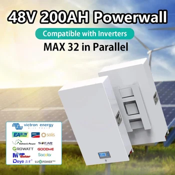 LiFePO4 48V 200AH Powerwall Battery 10KW Литиевая Солнечная Батарея Мощностью 6000 + Циклов Максимум 32 Параллели Совместима С Инвертором 48V LiFePO4
