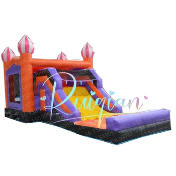 Коммерческая комбинированная горка с мокрым сухим батутом, надувная Лунная дорожка, прыгающий замок, надувной домик для детей и взрослых