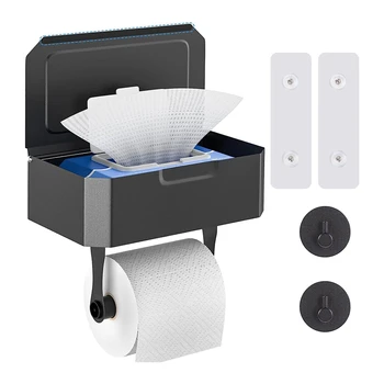 Держатель туалетной бумаги Без сверления Держатель туалетной бумаги с коробкой для влажных салфеток, полкой, кухонным рулоном Для ванной комнаты
