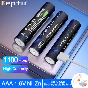 KEPTU 1100mWh 1,6 В AAA аккумуляторная батарея Ni-Zn USB aaa 1,6 В nizn aaa аккумуляторная батарея для цифровой камеры, CD, фонарика toyFlashlight