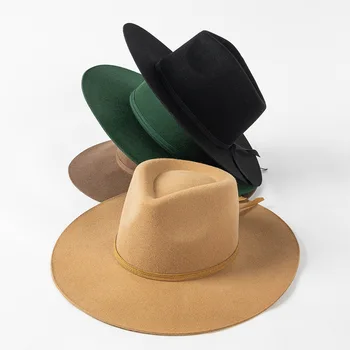 202308-hh2063D ins, шикарная британская зимняя шерстяная фетровая однотонная классическая фетровая шляпа, мужская женская панама, джазовая шляпа