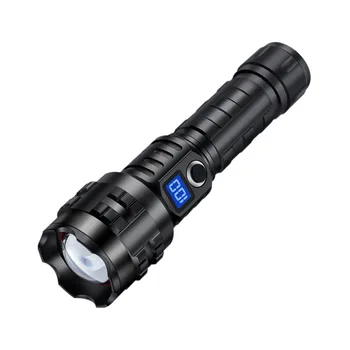 Самый мощный светодиодный фонарик, перезаряжаемый через USB, 30 Вт, мощный тактический фонарь для рыбалки и кемпинга с дальним прицелом, телескопический зум