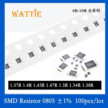 SMD резистор 0805 1% 1.37R 1.4R 1.43R 1.47R 1.5R 1.54R 1.58R 100 шт./лот микросхемные резисторы 1/8 Вт 2.0 мм * 1.2 мм