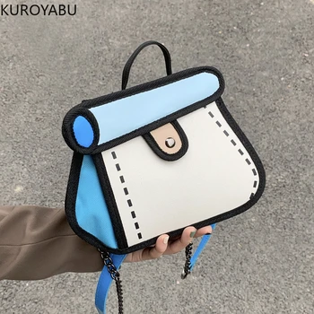 Модные женские сумки с японским 3D рисунком, бумажная сумка с комиксами, женская сумка через плечо, милая сумка-тоут на цепочке, Bolsas Femininas