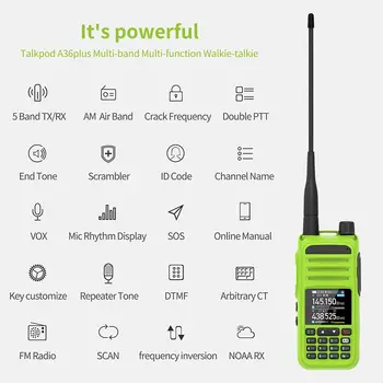 A36plus Портативная рация С двусторонней радиосвязью, Многодиапазонные Портативные рации Большого радиуса действия, Профессиональный приемопередатчик для портативной рации UHF VHF