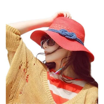 Горячая стильная бесплатная доставка, модная солнцезащитная шляпа для взрослых женщин и девочек, летняя пляжная шляпа с защитой от ультрафиолета, красный, бежевый