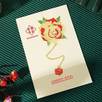 Металлические полые закладки в китайском стиле, маркеры для книг с кисточками, школьные канцелярские принадлежности