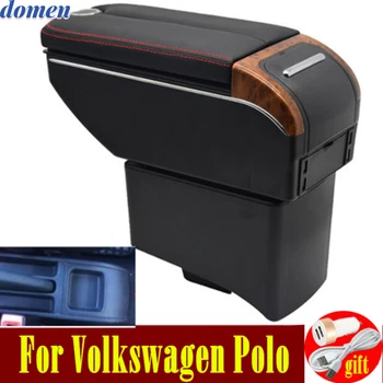 Для Volkswagen Polo коробка для подлокотника Polo V universal 2009-2020 Открываются двойные двери 7USB Коробка для хранения центральной консоли подлокотник