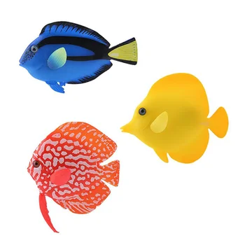 Прочная И Безопасная Поддельная Рыба Прочная Силиконовая Поддельная Рыба Уникальный Дизайн Светящаяся Крылатка Украшение Аквариума Для Тропических Рыб Силикагель
