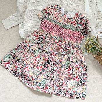 Летнее платье для девочек 2023 года, детское милое плиссированное платье принцессы без рукавов в цветочек с вышивкой Для малышей, одежда для девочек
