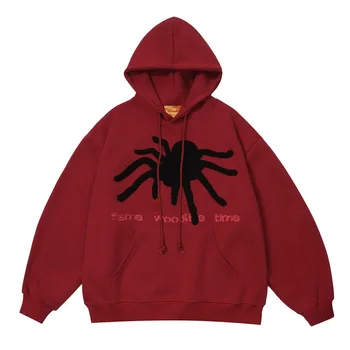 Толстовка Spider Embeoidery в стиле хип-хоп, мужская винтажная толстовка Harakuju, пуловеры, толстовки Оверсайз, Весна-осень