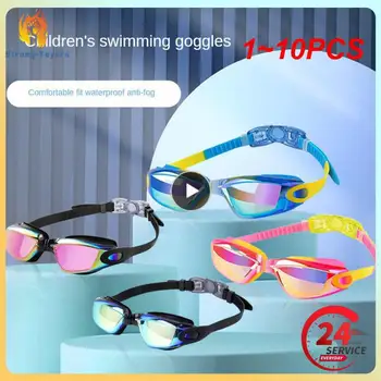1 ~ 10ШТ Профессиональные Красочные Детские Силиконовые Плавательные очки с защитой от запотевания, УФ-излучения, Водонепроницаемые Силиконовые очки для плавания