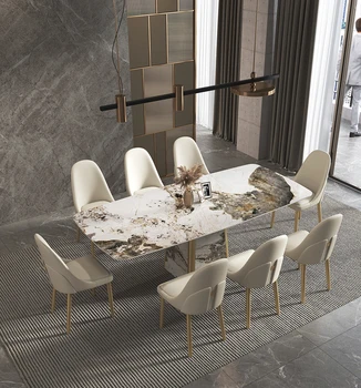 Легкий роскошный обеденный стол, современная простота, сочетание обеденного стола и стула итальянского дизайнера высокого класса
