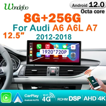 8G + 256G CarPlay Android 12 Авто Стерео авторадио Для Audi A6 2012-2018 Google WIFI 4G BT GPS Автомобильный Радиоприемник Мультимедийный Экран Плеер
