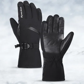 Зимние перчатки для велоспорта на открытом воздухе, лыжного альпинизма, утепленные флисовые теплые перчатки для снегоходов с двойным водонепроницаемым сенсорным экраном