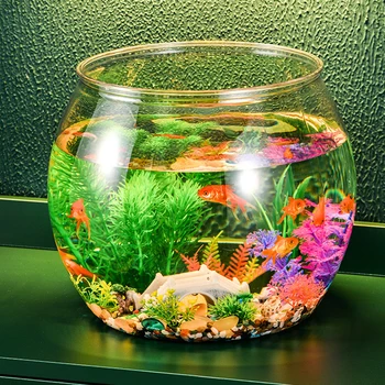 Прозрачный мини Пластиковый аквариум Небьющийся аквариум для рыбок 2 размера Без заусенцев Универсальный для украшения домашнего стола