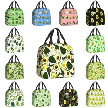 Веганская сумка для ланча с принтом авокадо и фруктов для женщин, термос-холодильник, ланч-бокс для школы, работы, путешествий, сумки для пикника